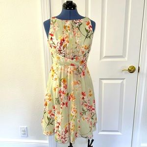 Dress Barn Light Green Sleeveless Floral Chiffon Dress